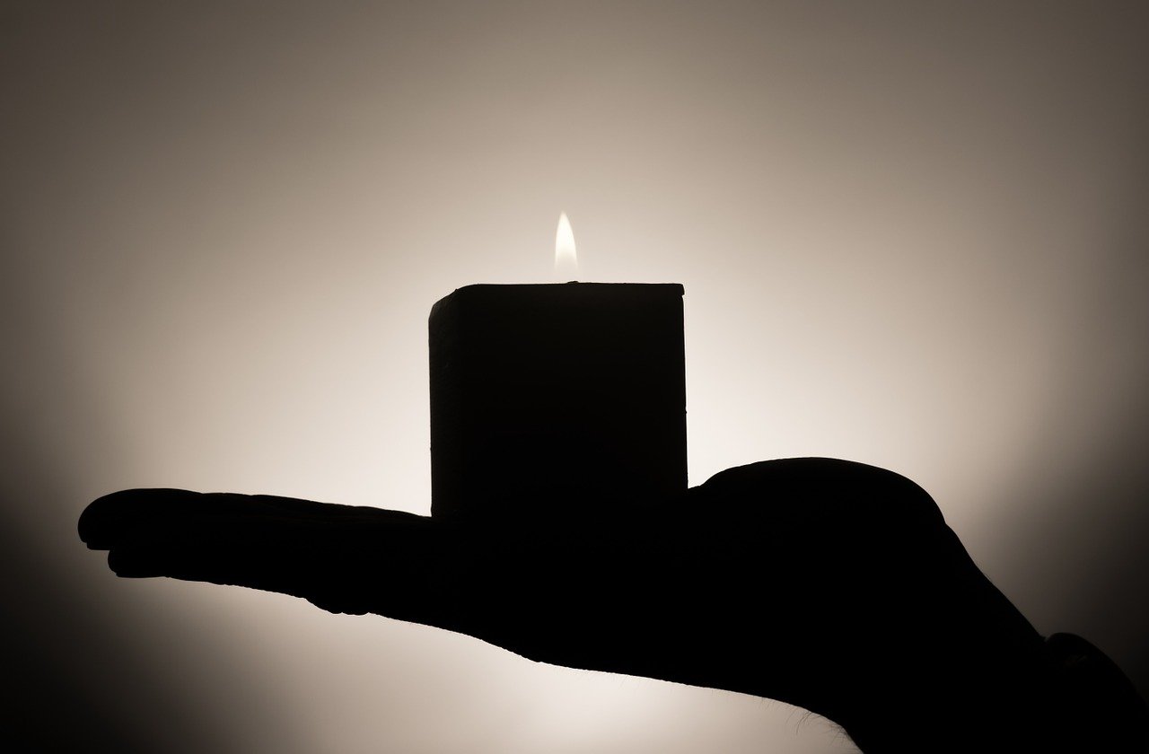 candle, hand, candlelight